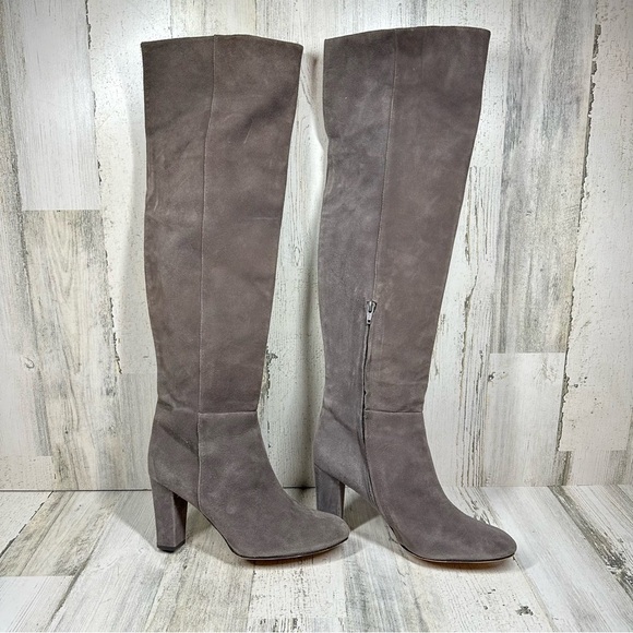 Halogen Noble Over The Knee Heeled Boots Grey Suede #1397 - Picture 6 of 15